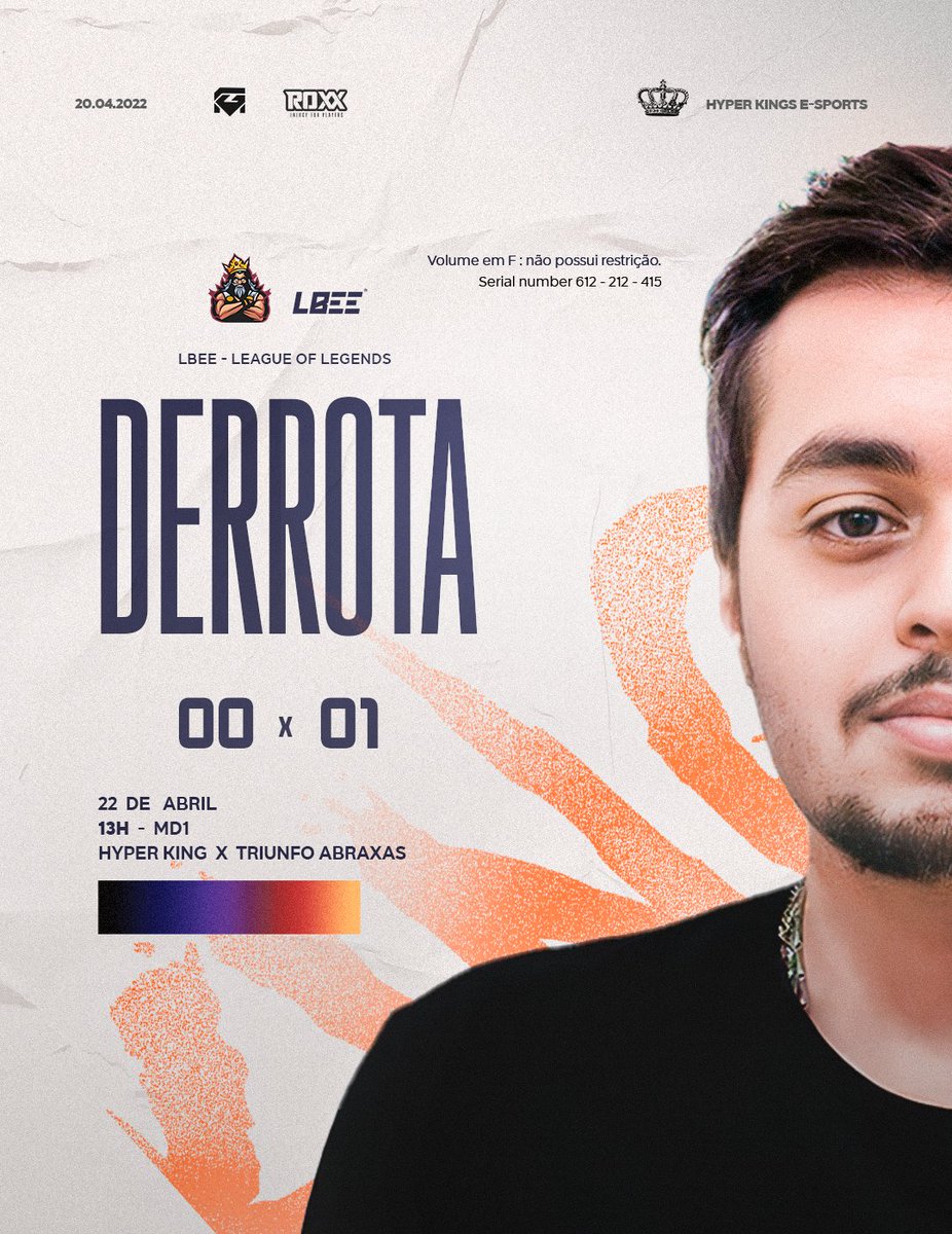 HyperKingsOFC's tweet photo. 😞 Infelizmente, nossa equipe não conseguiu vencer o campeonato da LBEE.
💔 Foi uma derrota dolorosa, mas estamos orgulhosos do esforço que fizemos. 🏆
💪 Vamos continuar treinando e nos dedicando para voltarmos mais fortes nos próximos jogos!
#LBEE #gameday #esports #LoL https://t.co/DW9Zld62ls