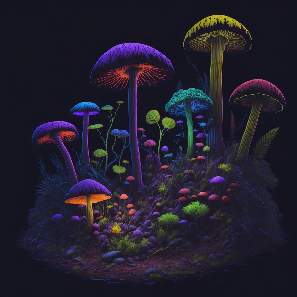 myrullarts's tweet photo. Wanna go check out my neon shroom collection in the dark forest? I’ll bring cookies. https://t.co/yjwd5Re9jP