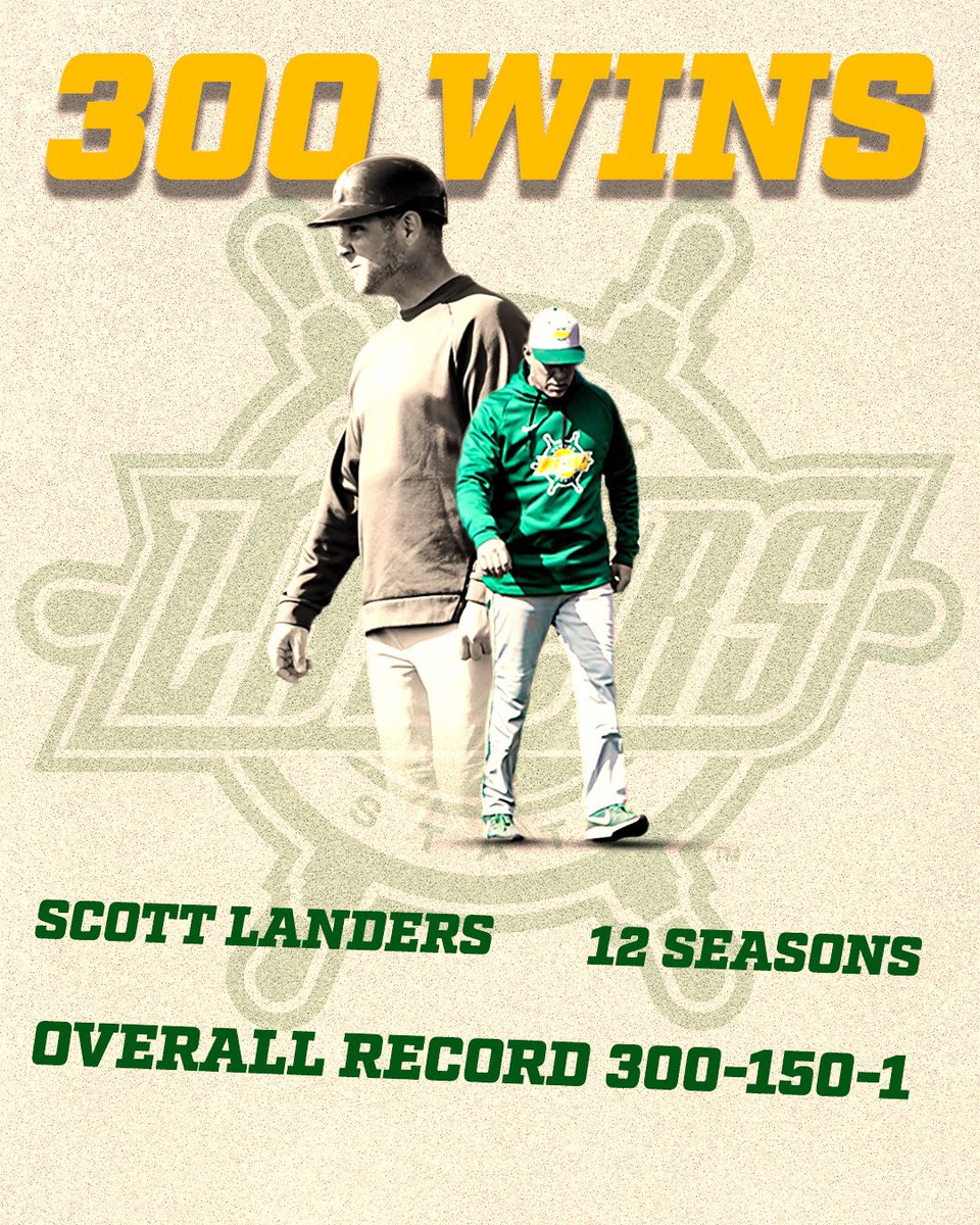 OswegoAthletics's tweet photo. With today’s second game win, Coach Scott Landers has earned his 300th NCAA victory. Landers posts a 300-150-1 record. Congratulations Coach! https://t.co/kz752xcgxZ
