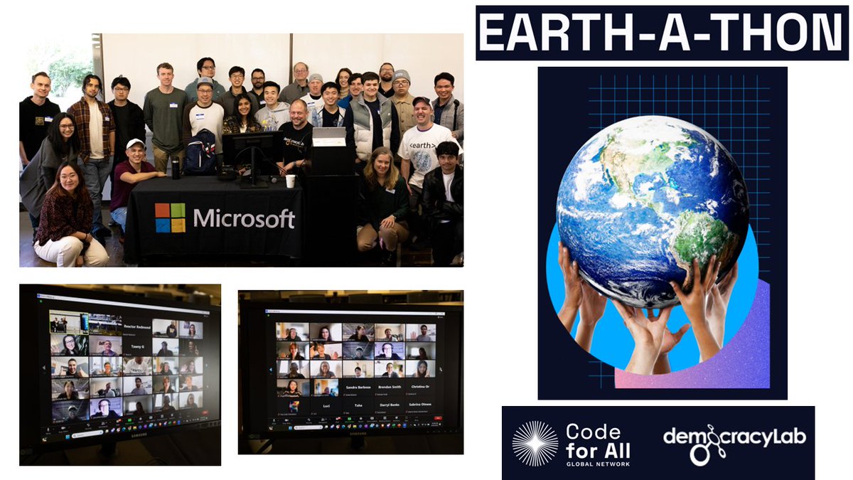 DemocracyLab's tweet image. Thanks to everyone participating in the Earth-a-thon today &amp;amp; to our partners @CodeforAll @codeforjapan @OcfTaiwan &amp;amp; @open_seattle. A few pics of the fun folks making tech and doing good at our #Seattle event. #EarthDay2023 #TechForGood #civictech #opensource #volunteer #hackathon