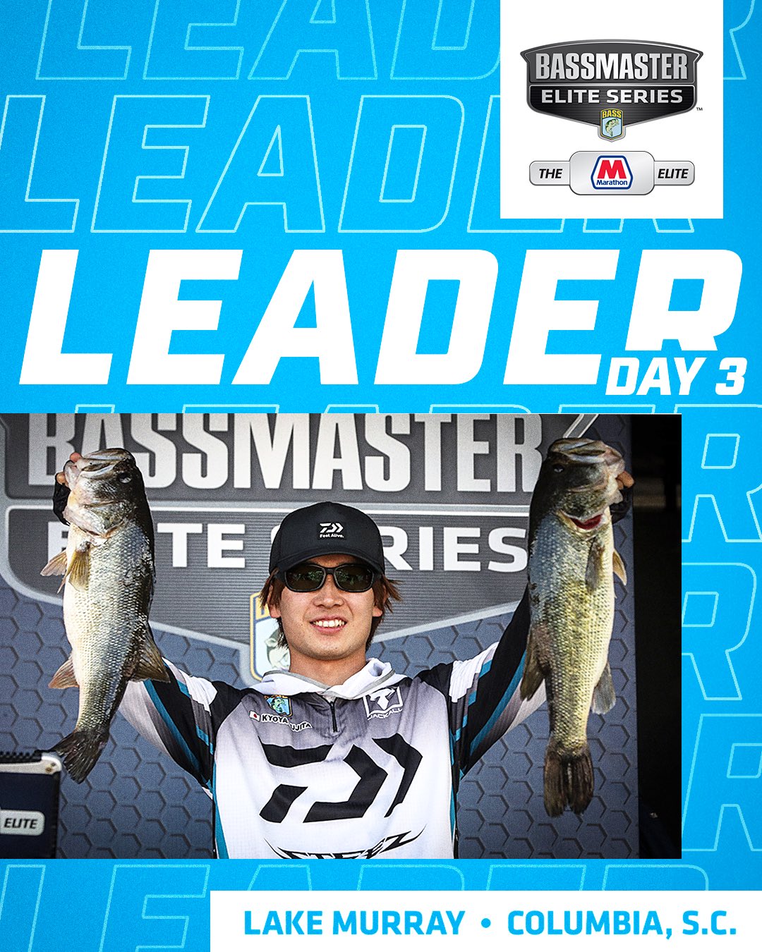 Bassmaster on X: Kyoya Fujita takes the top spot with a 3️⃣ day total  weight of 65 pounds, 8 ounces! He is your Day 3️⃣ leader of the  @MarathonPetroCo Bassmaster Elite at