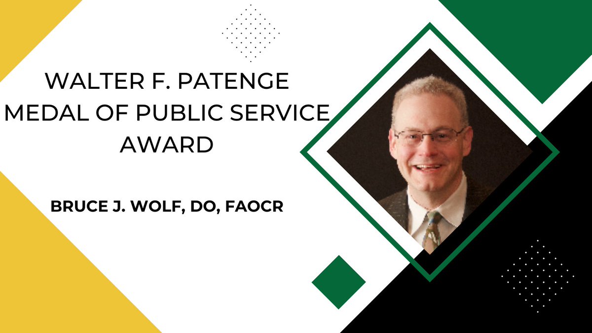 AOCRNews's tweet photo. The AOCR would like to congratulate Dr. Wolf on receiving this prestigious award in recognition of his lifelong devotion to patient care, service to the community, leadership within the osteopathic profession, and excellence in the classroom and clinic.
#radiology https://t.co/CfbLuTNACa