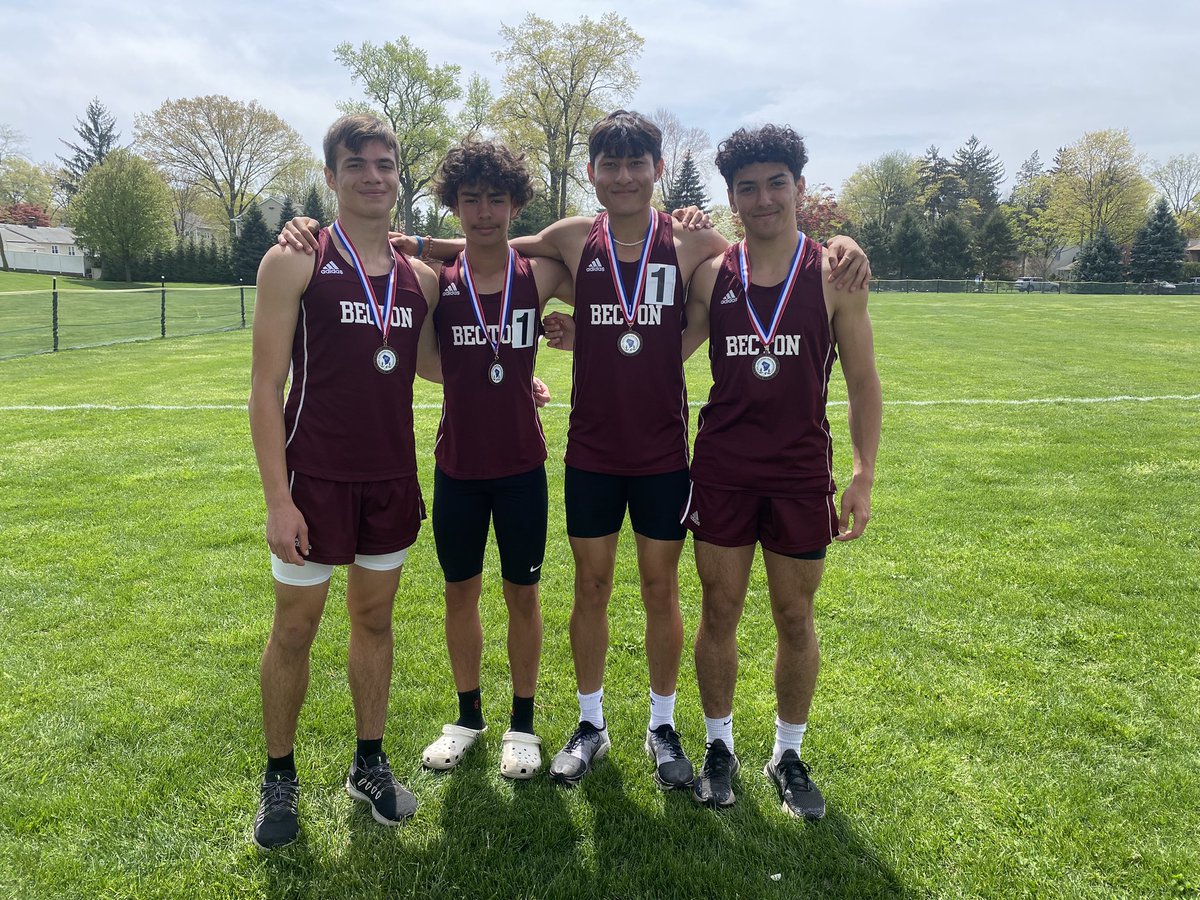 BectonXCTrack's tweet image. NEW SCHOOL RECORD ALERT 🚨 
The boys 4x4 relay ran 3:35.5, breaking the former record of 3:36! Congratulations to Gustavo, Samprit, Nathan and Steven! Keep up the good work!! #BectonsBest #GoCats @BectonAthletics @BectonHS