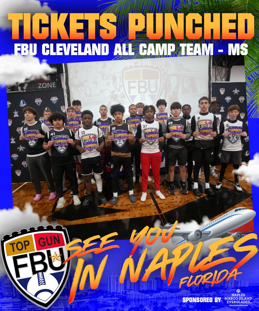 FBUcamp's tweet photo. ALL CAMP TEAM 🌴

Congratulations to these Middle School athletes on being selected as the top athletes in their position group for the weekend ✅

Your tickets to Naples, FL for FBU Top Gun are punched ✅

#FBU #GetBetterHere https://t.co/DCiHPY1gnG