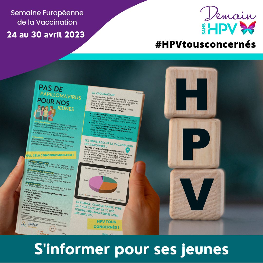 Pour informer dès maintenant parents et adolescents sur le #HPV, la #vaccination et la #prevention.
Découvrez la brochure du collectif conçue avec GETTEC, AFIPP, @SFCCF, SFM, SNFCP, @GINECO et @Unicancer
Pour en savoir plus demainsanshpv.org/vaccination-hpv
#HPVtousconcernés #SEV2023
