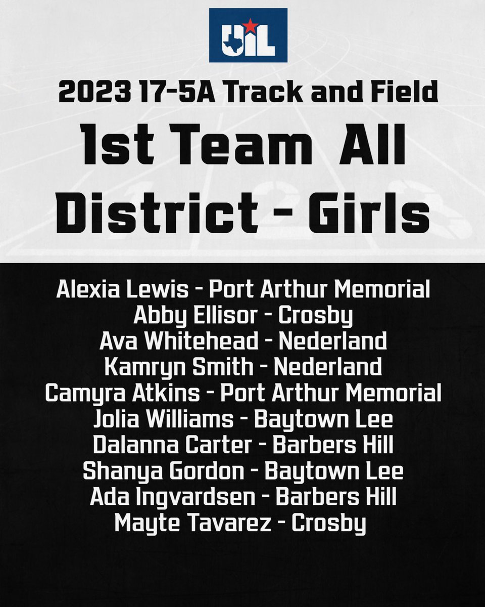 BHHSEagleTrack's tweet photo. 2023 District 17-5A Track &amp; Field, 1st Team #chasethematch #runfastturnleft @BH_Athletics https://t.co/3JtlFYC8kM
