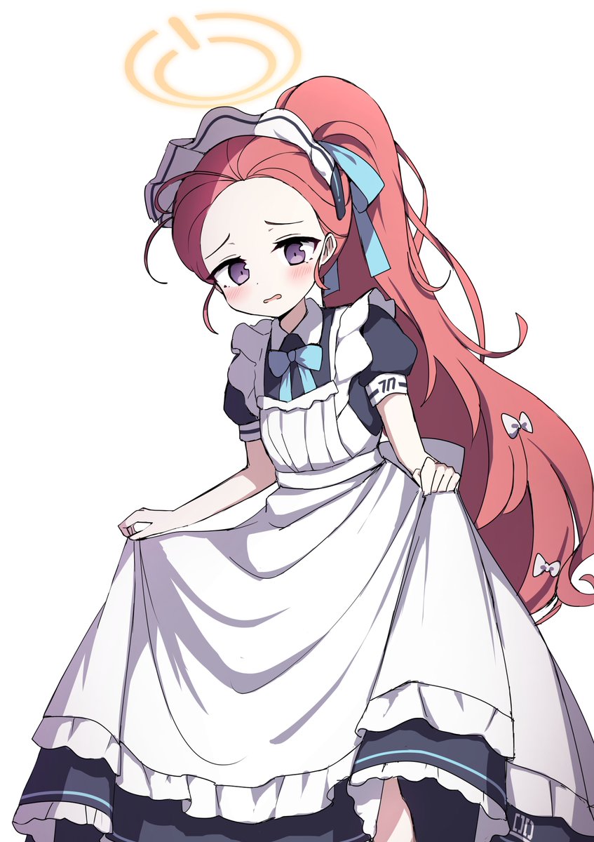 ExplosiveShojo's tweet photo. "W-Welcome home.... M-Master...."

She still doesn't understand why she was also chosen to be a maid. https://t.co/N60286bnu1