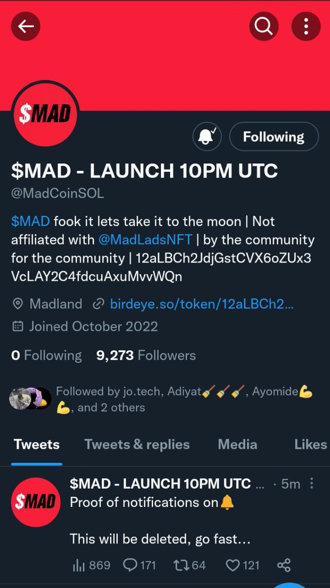 Babatun199's tweet photo. @MadCoinSOL 2RFj9bHHr6vA4W4DBUwqNByBWX1HU2SWECEqejdz3D3Q https://t.co/7sMuiE3yao