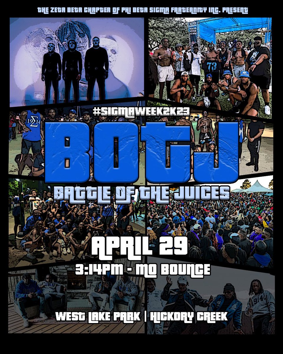Monday: Service at Our Daily Bread Homeless Shelter🤘🏾

Tuesday: Got some real controversial topics and a lot of stuff to get off our chest😂y’all pull up and speak y’all mind at BLU Table Talk🗣️

Wednesday:  ZB TAKEOVER. Enough said🤝🏾

Thursday: VYB Lounge✨

#SIGMAWEEK2K23