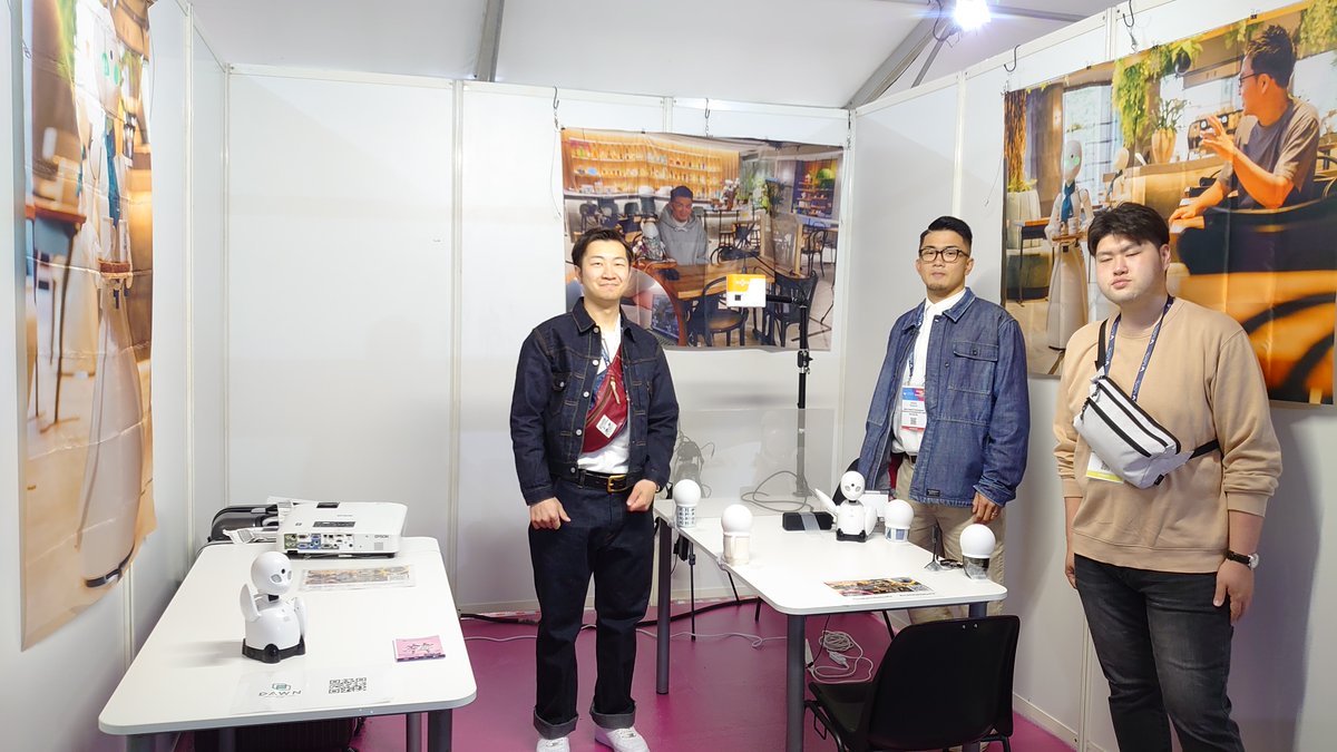 Yoichi_Yamazaki's tweet image. 出展メンバーは研究室からは学部４年生になりたての酒井さん、石渡さん、白井さん。
#LavalVirtual2023