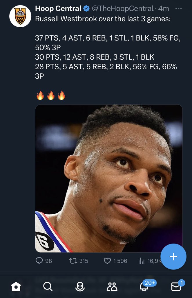 luckyfunhoops's tweet photo. They told me Russell Westbrook was going to be out of the league next year 🤦🏼‍♂️

Russ haters really quiet on the timeline ‼️ https://t.co/uO78JRxZLd