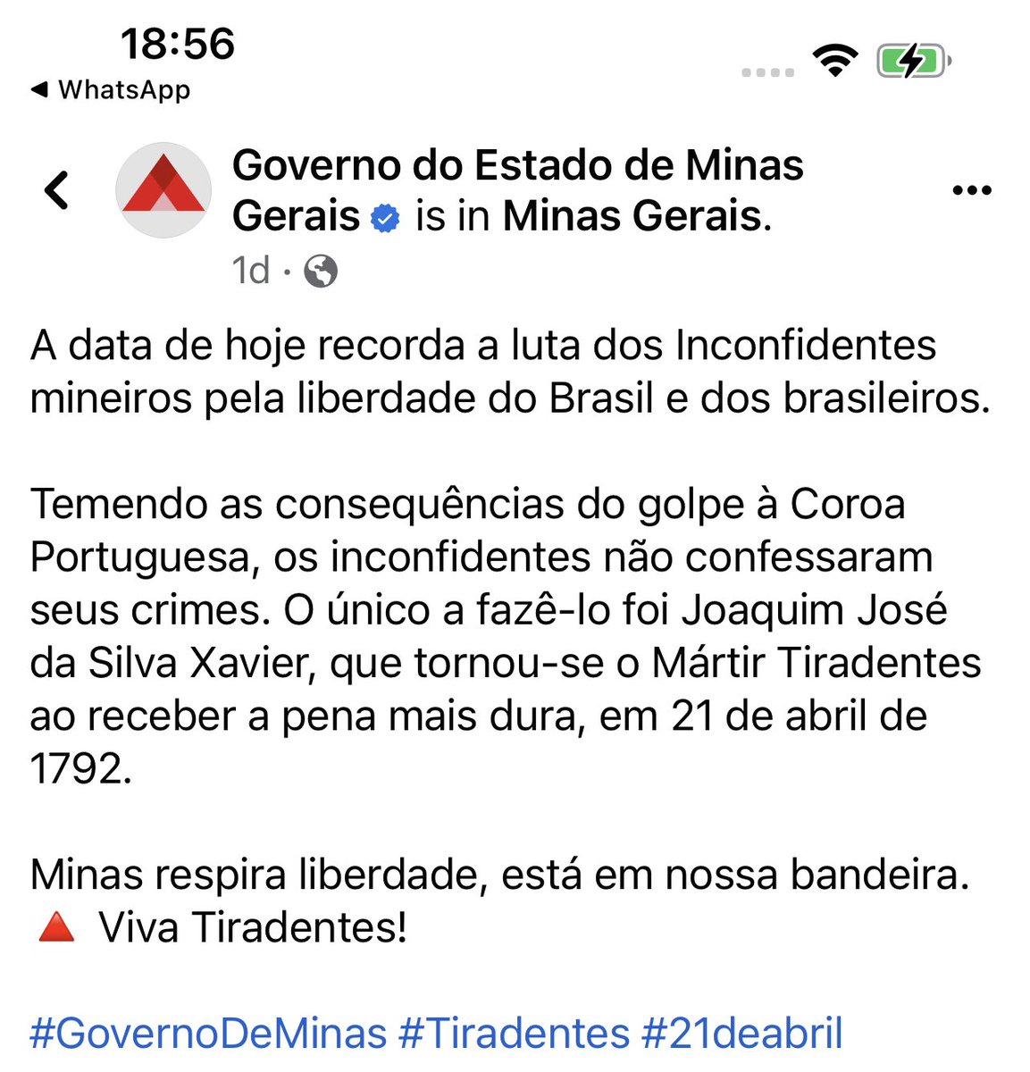 miriamleitao's tweet photo. O governo de Romeu Zema é capaz de escrever isso 👇🏽 que a Conjuração mineira foi golpe à coroa portuguesa e que os inconfidentes “não confessaram seus crimes”. Que crimes??? 😡 https://t.co/1VrCvleeTx