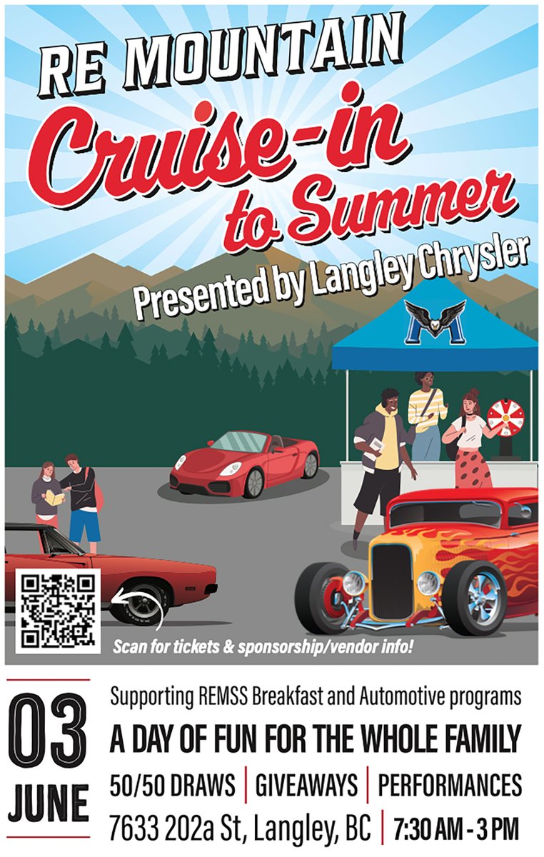 Classic car enthusiasts take note – RE Mountain’s Cruise-in to Summer car show is coming to the school June 3, from 7:30-3:30 p.m. The popular event promises fun for the whole family. See flyer below, or click here for tickets and info: ow.ly/z3wA50Nv3cB #MySD35Community