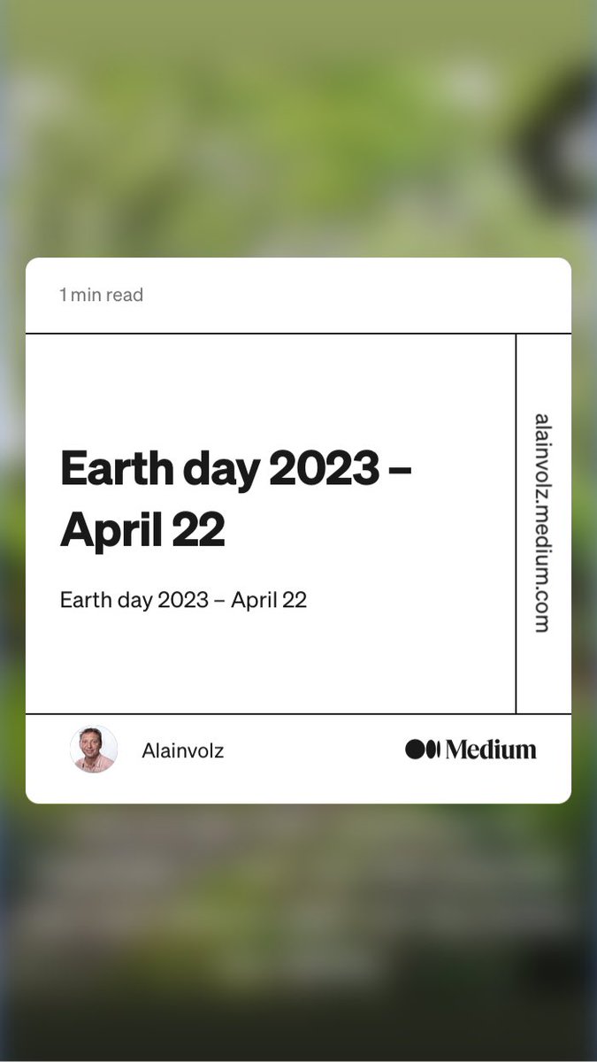 “Earth day 2023 – April 22”

#Happiness can only be found in pursuing a meaningful life &amp; work, dedicated to serving others &amp; living in accordance with #nature ~ Nikola Tolstoy

#EarthDay
EathDay2023 
#ClimateChange 
#Sustainabiliy

link.medium.com/BgR26X9rdzb