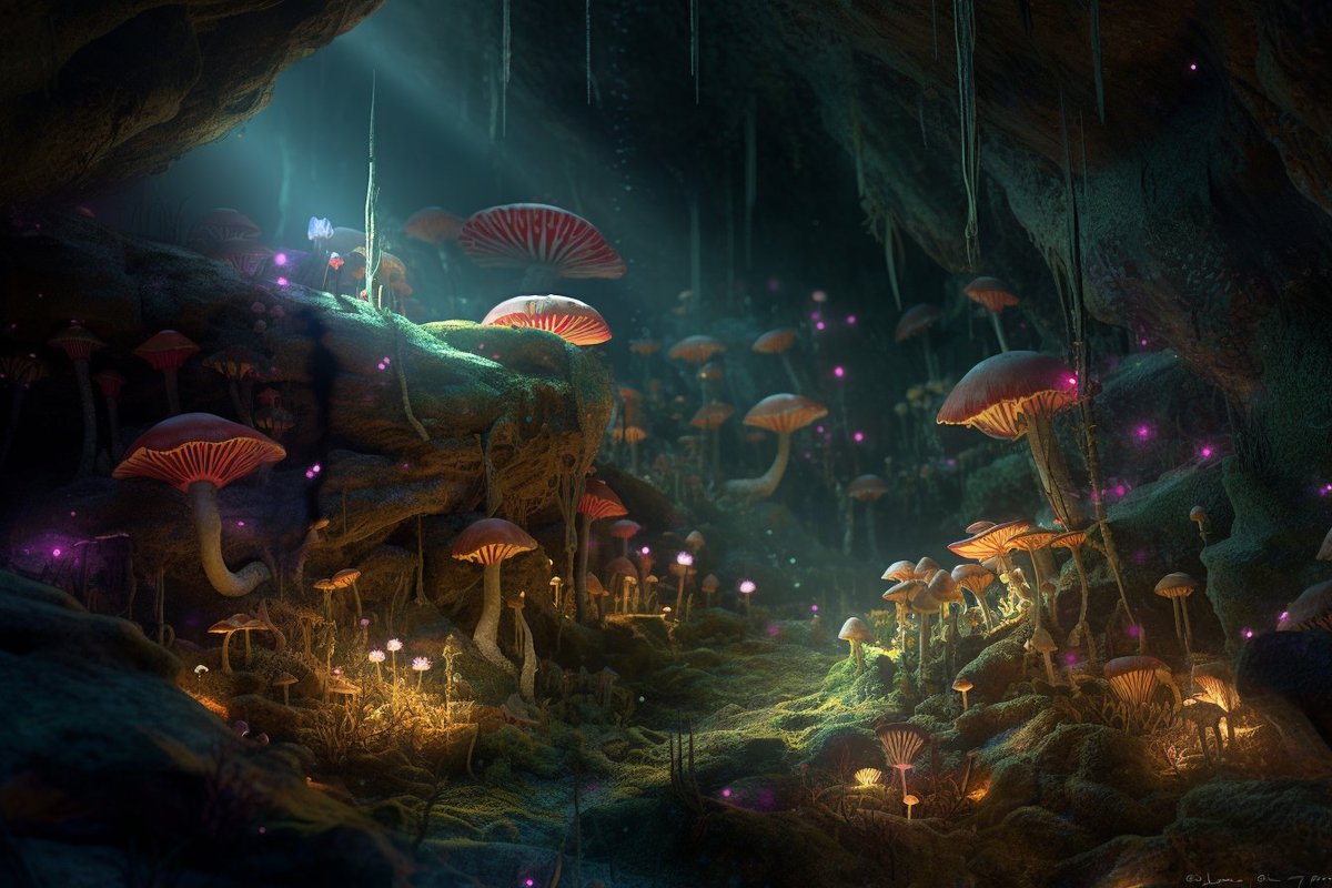 aiwolfpack's tweet photo. Monthly Challenge: subterranean terrain::worlds within worlds

This is an interesting one. I'm enjoying playing around with it. #midjourney #AIART #DiscoveryArtists #aicomp #mushrooms #crazylights https://t.co/tC99WyJuKn