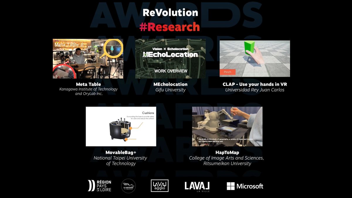 Yoichi_Yamazaki's tweet image. Meta Table βは研究が評価されるRevolution #Research 部門と社会問題への取り組みが評価されるLaval Virtual AwardのXR for a Causeの２件にファイナリストとしてダブルノミネート。さすがはオリラボHanBeiさん @e6ada6e58685 のプロデュース。
#LavalVirtual2023