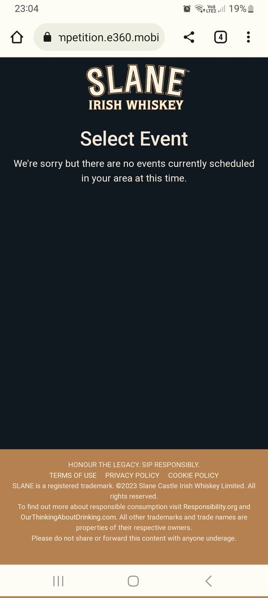 Lisa__Daly's tweet photo. @slanewhiskey I'm trying to enter your competition and I'm getting this, can you advise? I just want the chance to listen to smooth music with my smooth whiskey! @JosephMcSweeney https://t.co/nMEzWmNZsa