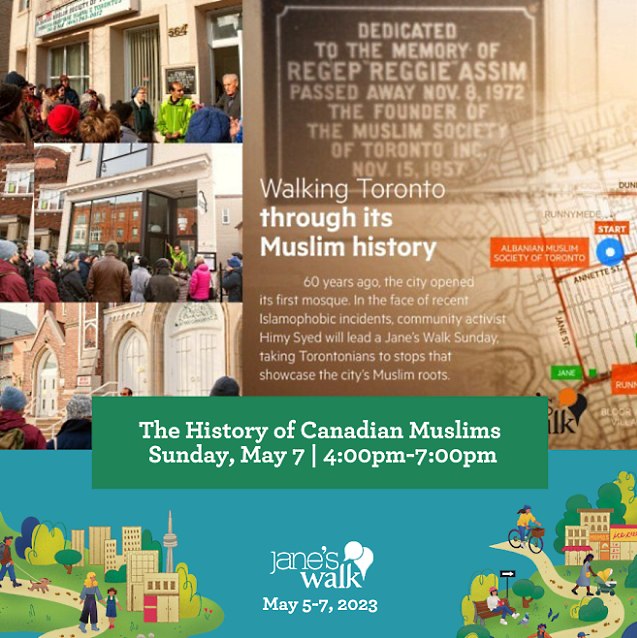 30masjids's tweet image. The History of Canadian Muslims in Toronto - Jane&apos;s Walk

Sunday May 7 2023

Meeting Point : SW Corner, Annette &amp;amp; Runnymede Roads, Toronto

Starts : 4 p.m.

JanesWalkFestivalTO.com/thehistoryofca…

30Masjids.ca/30-MORE-Sunday…

| #Ramadan #Eid #CanadianMuslims #JanesWalkTO #JanesWalk #WalkTO #Toronto