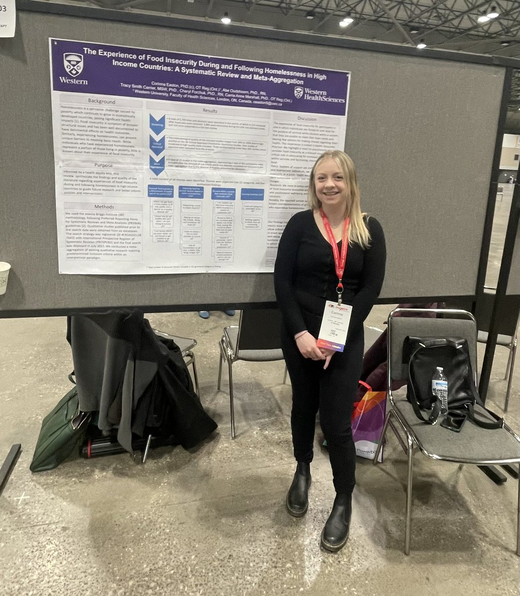 Fantastic poster from <a href="/corinna_easton/">Corinna Easton</a> in the @SJMHLab on #FoodSecurity during and following #homelessness at #AOTAInspire2023