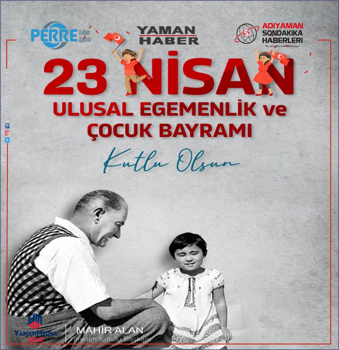 “Küçük hanımlar, küçük beyler. Sizler hepiniz, geleceğin bir gülü, yıldızı, ikbal ışığısınız. Yurdu asıl aydınlığa boğacak olan sizsiniz.”
 Gazi Mustafa Kemal Atatürk
23 Nisan Ulusal Egemenlik ve Çocuk Bayramımız Kutlu Olsun.🤍 🇹🇷
