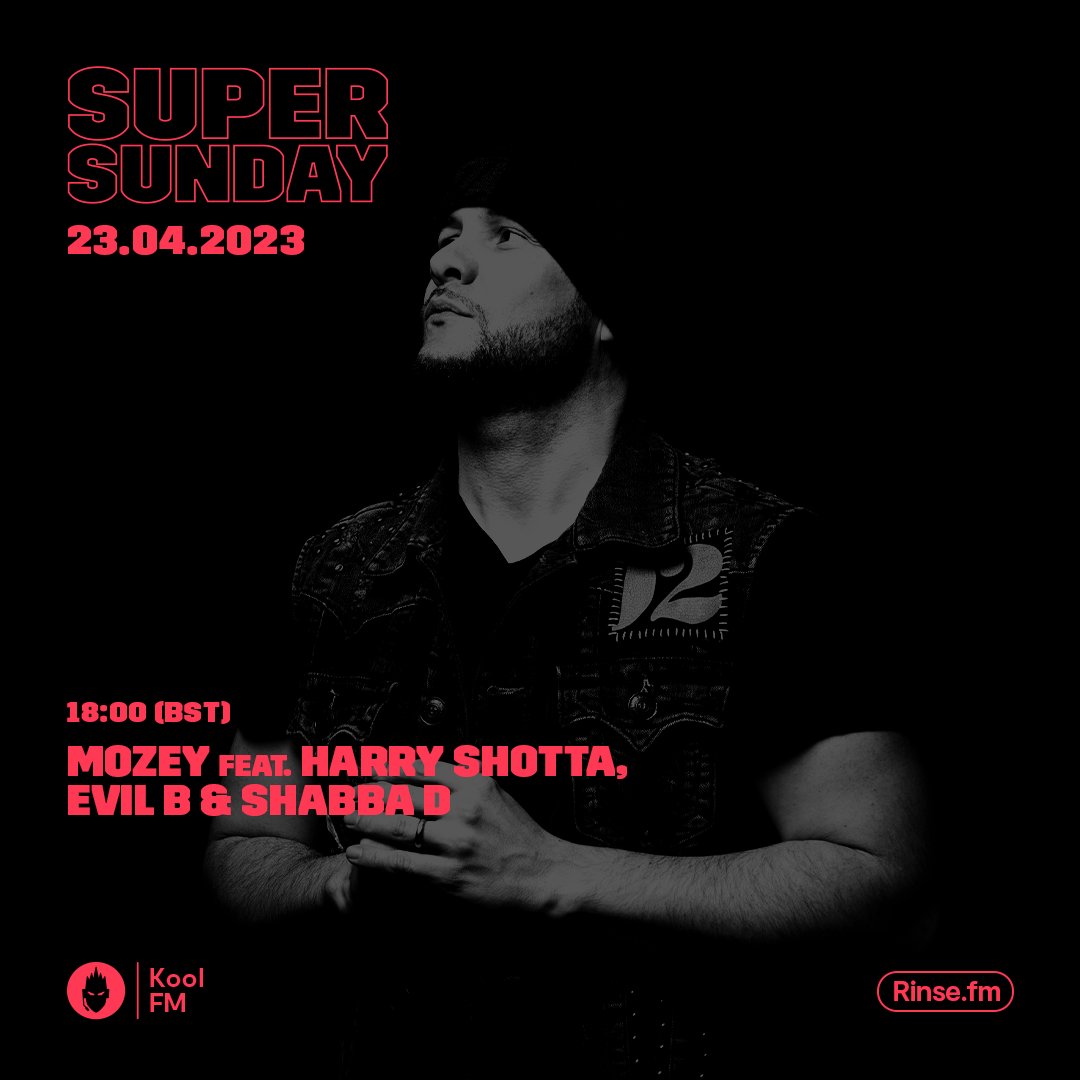 RinseFM's tweet photo. LIVE: it's #Mozey feat. @harryshotta, #EvilB, @shabbadan on https://t.co/6hLtrLYXyq + 106.8FM
#RinseFM #KoolFM #SuperSunday https://t.co/bLGjs2oaVT
