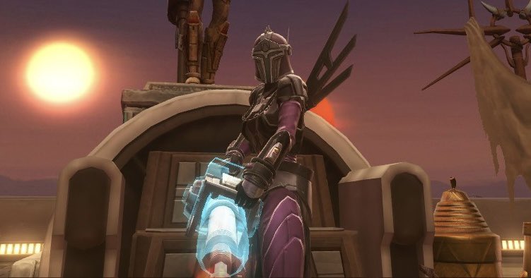 SWTORSetRates's tweet photo. We’re back! This #SWTOR set rate was submitted by @ArtsHellebore!

We’ve given this #Mandalorian a rating of 7.5/10 due to it’s unconventional but synergistic appearance! We would recommend trying new pants, and possibly a new belt

Submission notes below! https://t.co/9ESoL1hWb1