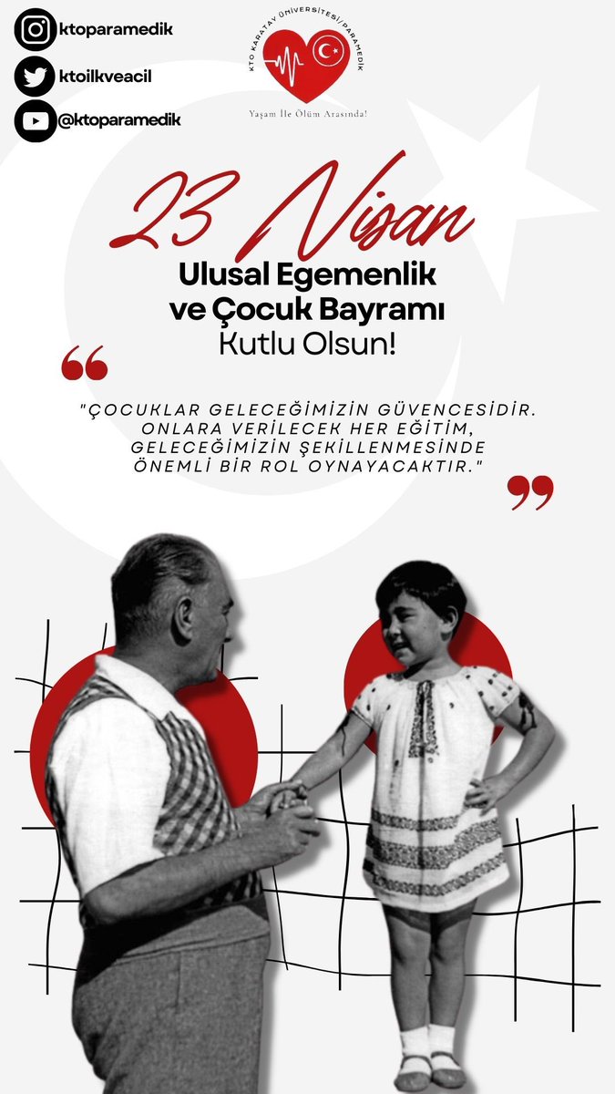 23 Nisan Ulusal Egemenlik ve Çocuk Bayramı kutlu olsun!

#23NisanKutluOlsun #UlusalEgemenlikveCocukBayramı