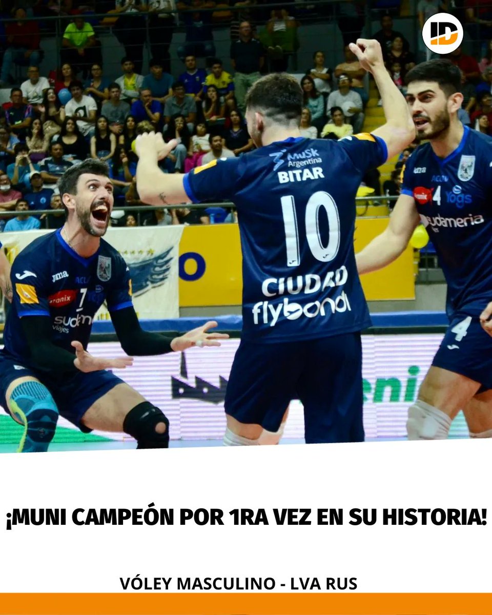 InstintoDepor's tweet photo. Ciudad selló la serie 3-0 ante UPCN y se consagró campeón de la Liga Argentina de vóley por primera vez en su historia. 

Ferraro fue el cerebro afuera, Bitar adentro, Conte su MVP y emblema y Parraguirre su socio ideal. 

✅ Ciudad 3-1 UPCN (29-27, 27-25, 23-25, 25-22) https://t.co/xghBnOPUcM
