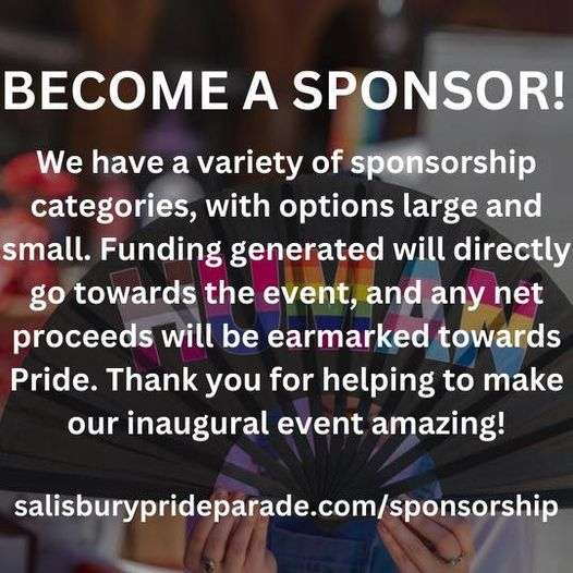 SBYPride's tweet photo. We still have plenty of opportunities to be a Sponsor! To find more information click the link!

#SBYPride #MarylandPride
https://t.co/CoLsMfCvs9 https://t.co/jt9W4uAxx5