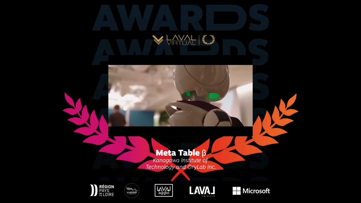 Yoichi_Yamazaki's tweet image. 結果、Meta Table β は Laval Virtual Award 2023 XR for a Cause を受賞！プロジェクトを代表して現地メンバーでトロフィーを受け取り。総合部門賞であるLaval Virtual Award 、他は企業が揃ってました。
#LavalVirtual2023