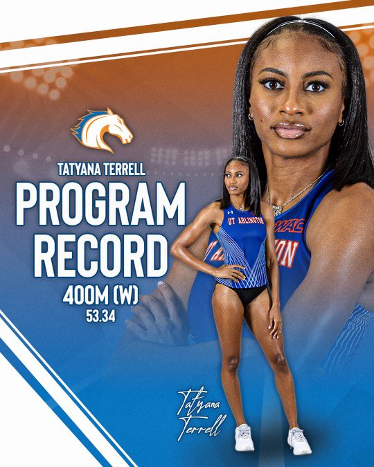 UTAMavsTFXC's tweet photo. 🚨NEW PROGRAM RECORD🚨

Tatyana Terrell broke her own 400m school record that she set just last week, with a time of 53.34‼️👏

#BuckEm🐎 https://t.co/7lnEuBh9Fn