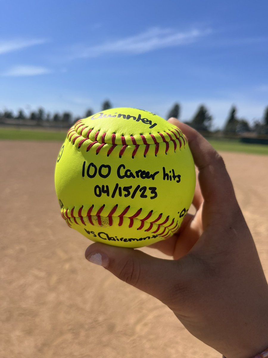 AvaGall51's tweet photo. In 66 games I have reached my 100th hit at El Capitan HS. Covid shortened my freshman and sophomore year sadly, drastically limiting my number of ABs, but I have made the most out of these 4 years! @EC_Preps_SD @GoergensScott @SDPrepInsider @StanfordSball https://t.co/Nz3NRXVrQM