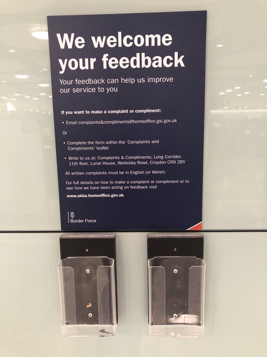notsriy's tweet photo. Apparently @HeathrowAirport welcomes my feedback by filling out one of these invisible leaflets! Maybe they’ve all been used for glowing, lovely reviews? Highly unlikely! #Heathrow #UKtravel #Customs #feeback #complaints https://t.co/LWUyLnazPV