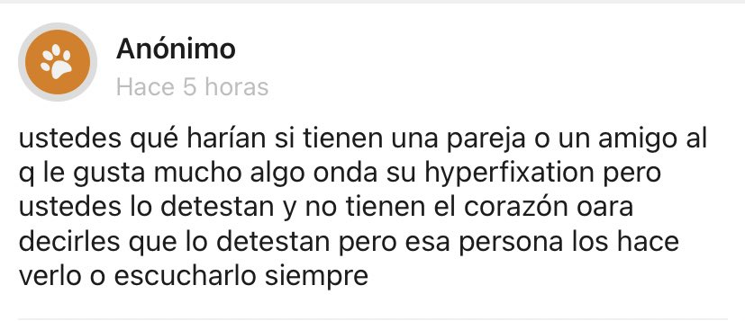 si te molesta o incómoda su hiperfijacion lo mejor sería que se lo comentes por más que suene feo.

— 🐋