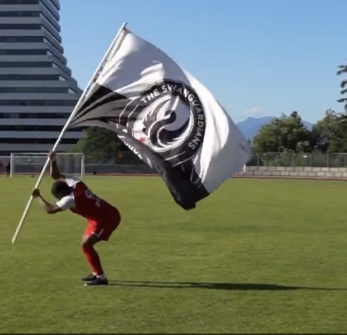 swanguardians's tweet photo. When we won the @League1BC title last season @DevinoHea planted the flag in the pitch at Swangard. 

On Wednesday before we played our match against Valour, the plug of soil was still stuck in the flag pole. And there it shall remain for the duration of the @TSSRovers season. https://t.co/pNH1DK5xE1