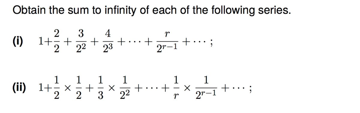 A couple of nice questions for those who enjoy solving infinite series. I found a couple of different ways of solving these and will publish my approaches soon. #math #datascience #rstats #python