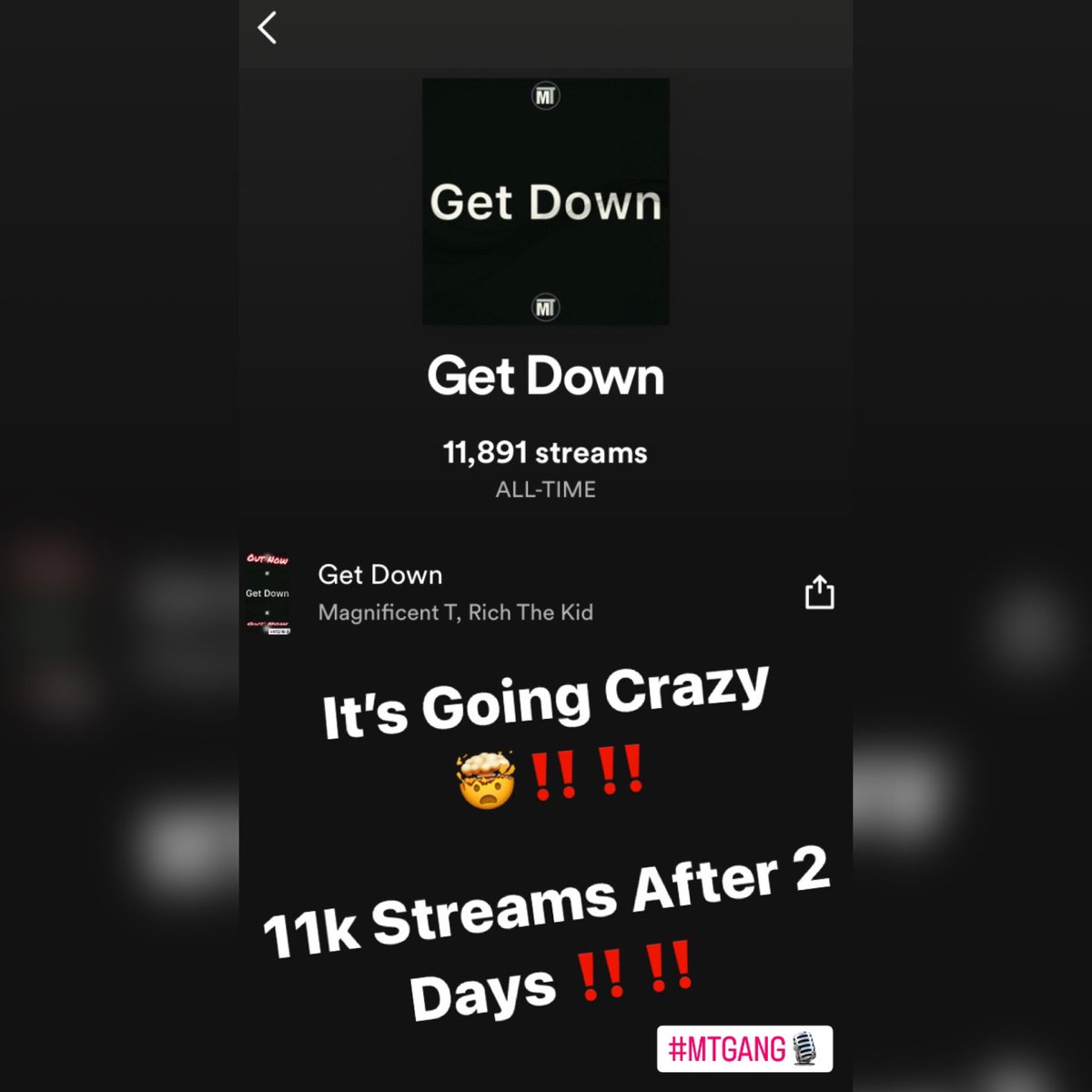 MagnificentIsT's tweet photo. It’s Going Crazy So Far ‼️👇🏼‼️ #MTGang🎙️ #Spotify #NewMusic https://t.co/m5IECFtCfT