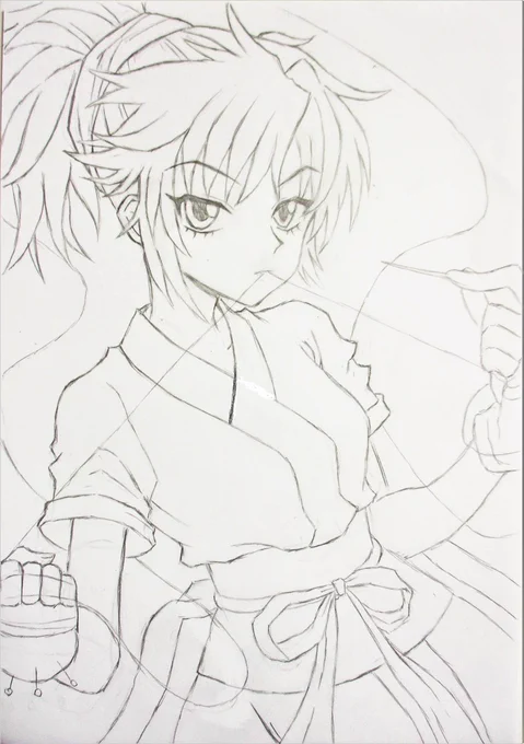 HUNTER×HUNTERのマチ・コマチネの下描きです🖋 修正後、線画(ペン入れ)、色塗り予定です😌 #ハンターハンター #マチ・コマチネ #アナログ #イラスト