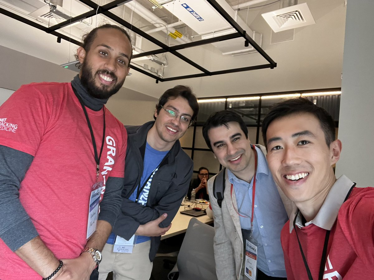 chencao's tweet photo. It’s @mithackmed #GrandHack23 weekend! Action packed day spent at @enginexyz. Great seeing many @MassGenBrigham colleagues mentoring and participating in this 72-hour sprint! Special thanks to @Mass_Tech for including us!

@drewskiMD @EllenKimMD @markzhangdo @OzanUnluMD @freddytn https://t.co/Sm7k0FqdA4