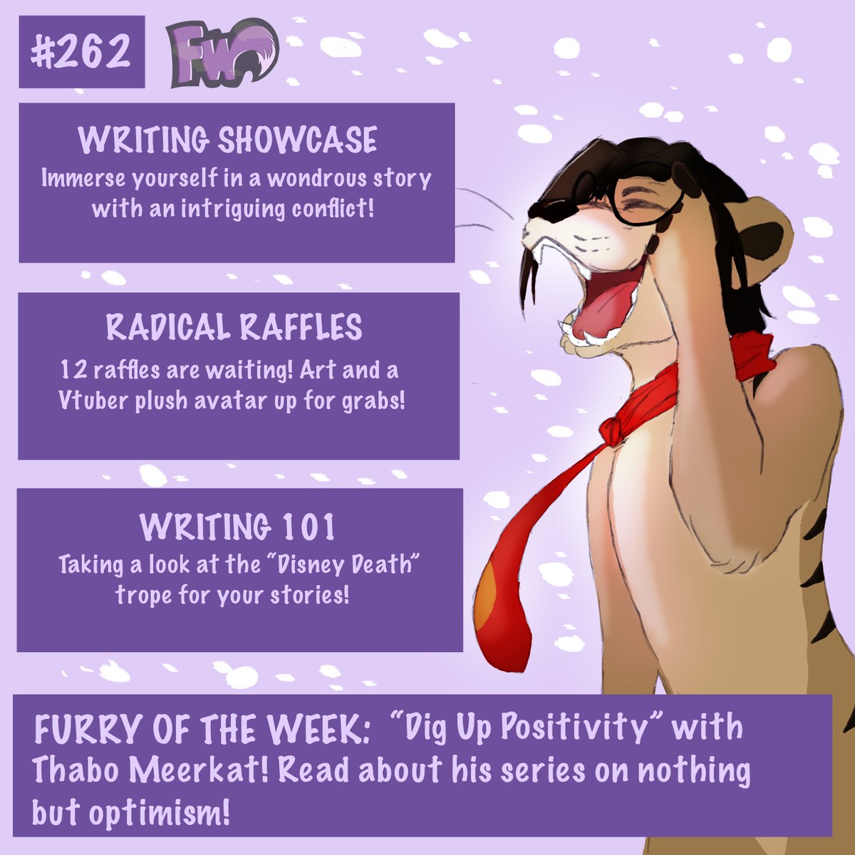 FurryWeekly's tweet photo. It's Saturday and that means we've got a new issue for you! Check it at https://t.co/D6oeZ05Pr4! Don't miss out on awesome art from the fandom, one incredibly unique fursuiter, and tons more! 

🎨: @/fizzma_ on IG ft. @ThaboMeerkat!

#furryweekly #furryfandom #furryartist https://t.co/NM12x5bo0X