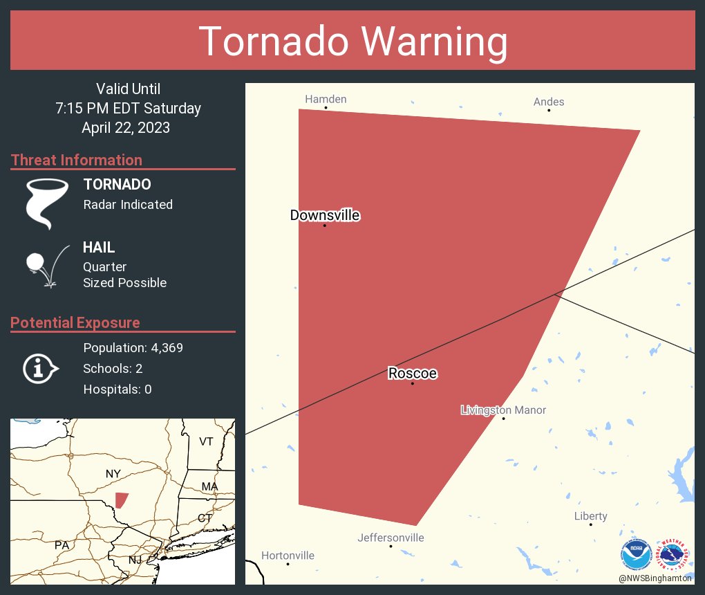 NWS Tornado on Twitter "Tornado Warning continues for Downsville NY