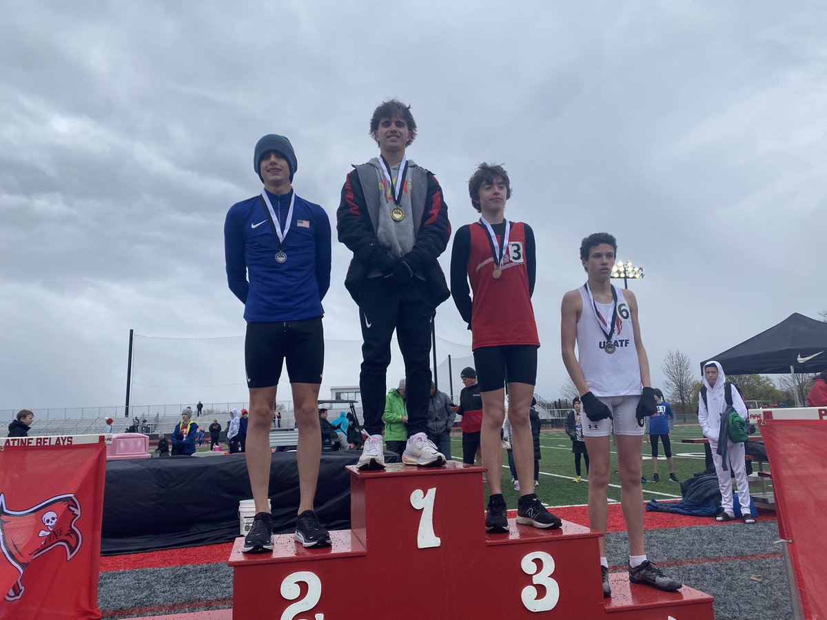 Palatine Distance Night…Landon ran a 4:35.33 and took first place…brutal conditions with wind and snow ❄️ 🥶❄️