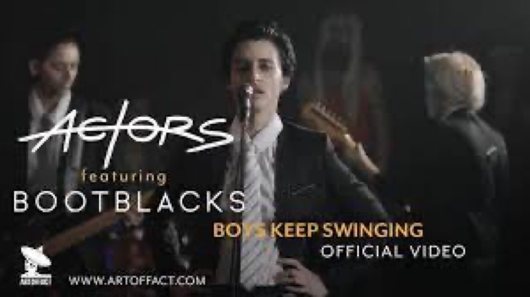 mazenindark's tweet photo. ACTORS &amp; Bootblacks feat. LEATHERS "Boys Keep Swinging" #Artoffact #Bowi... https://t.co/nuOm7p9814 via @YouTube 

Actors @ACTORStheband - https://t.co/lvtEWMtOql 
Bootblacks @bootblacks - https://t.co/XxZebK36kb
Leathers @LEATHERSmusic - https://t.co/YKzEhAbdZ7 

#postpunk https://t.co/pFb6KwG09N