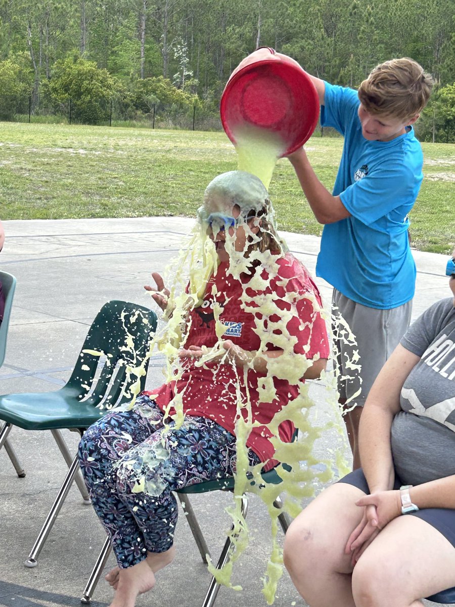 Slime Day at Champion!   Good hearted teachers volunteered to get slimed.  ⁦<a href="/mmbrown725/">Michele Brown</a>⁩ ⁦<a href="/cmfuller92/">Chrissy Fuller</a>⁩ ⁦<a href="/numbersin4th/">GloriaS</a>⁩ ⁦<a href="/volusiaschools/">Volusia County Schools</a>⁩