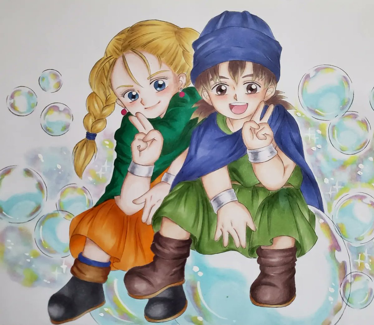 MegupenT's tweet photo. #ビアンカの日 
#ドラクエ5
#ドラゴンクエスト5
#dp5
以前描いた幼少期の2人❤
違う誰かを選んでも、山奥の村へ行くと罪悪感にかられてしまう😭
で、最後までプレイ出来ずに止まる…
ビアンカの日、おめでとう🎊 https://t.co/62LgCFcPzo