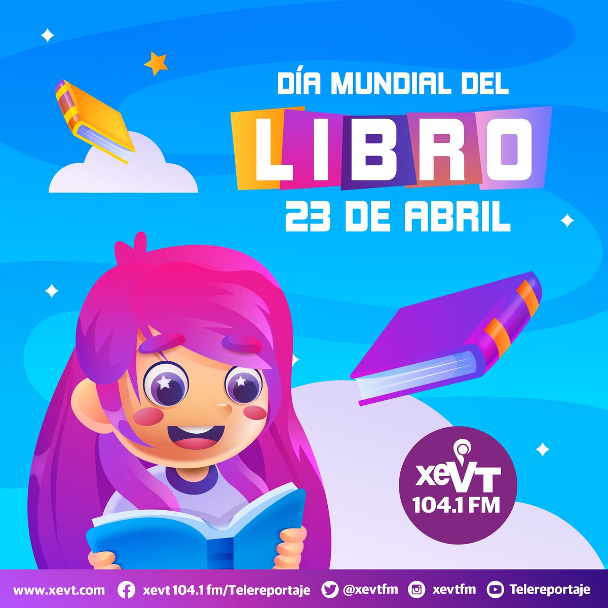 xevtfm's tweet photo. #23DeAbril  | Día Mundial del Libro📚

#LasEfemérides📆 #SeñalQueUne🔗 #XEVT 🖲️ https://t.co/NyLNgpPIzM