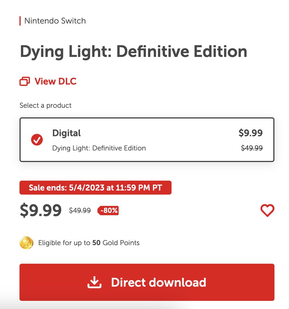 Nintendeal on X: 🚨 Need your help! What price do you see when you check  the Dying Light: Definitive Edition eShop listing   $9.99 or $7.49? Can't figure out why some see