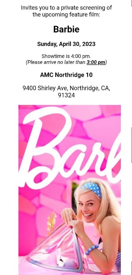 UndercoverCine's tweet photo. #TestScreening Alert: 
Greta Gerwig's #Barbie starring #MargotRobbie &amp; #RyanGosling will have a test screening on the 30th.

Cast: SimuLiu , NcutiGatwa , dualipa , Michael Cera , #EmmaMackey, KateMcKinnon Kingsley Ben-Adir, ConnorSwindells, etc.  
Trailer: https://t.co/e4Nqrfpz4P https://t.co/RygErR9cR6