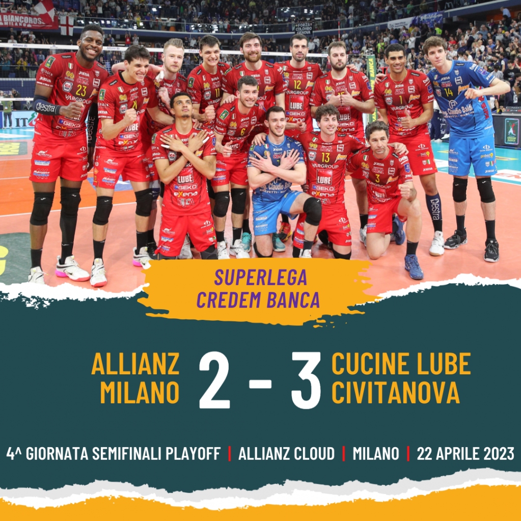 Volley_Addicted's tweet photo. #SuperLega #VolleyAddicted

SuperLega Credem Banca 2022/23 - PlayOff
Semifinali Scudetto - Gara 4
ALLIANZ MILANO 2 - CUCINE LUBE CIVITANOVA 3
Allianz Cloud, Milano - 22 aprile 2023

Gallery: https://t.co/PuoDJUZotH
Credit: Morotti Matteo/VolleyAddicted.com https://t.co/ZAtB1f3lD5
