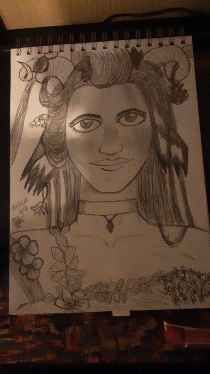 dubhmornie's tweet photo. Made a #FearneCalloway last night... she looks good with big eyes. Maybe more flowers in her hair? #criticalrolefanart #CriticalRole #pubdraw now kind of obsessed with the YuanTi, maybe post a drawing later #fey #dndart https://t.co/E8r9BWhUaq